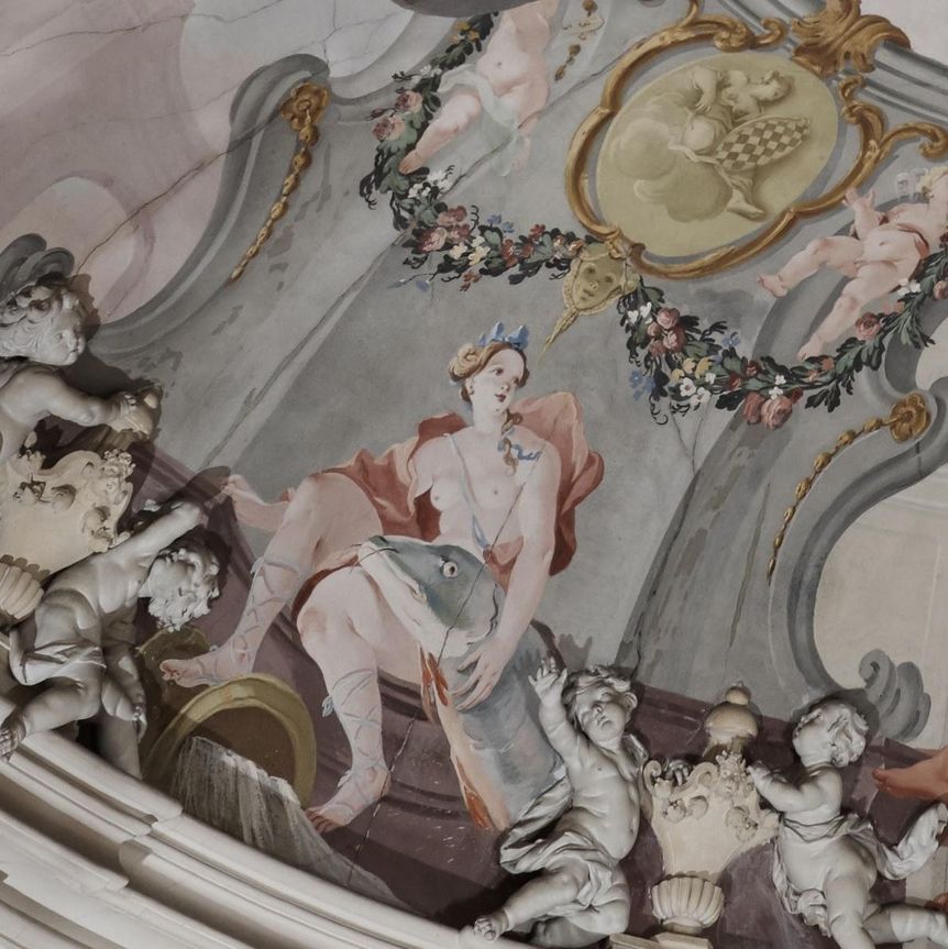 Residenzschloss Ludwigsburg, Spielpavillon, Deckenfresko, Lauter